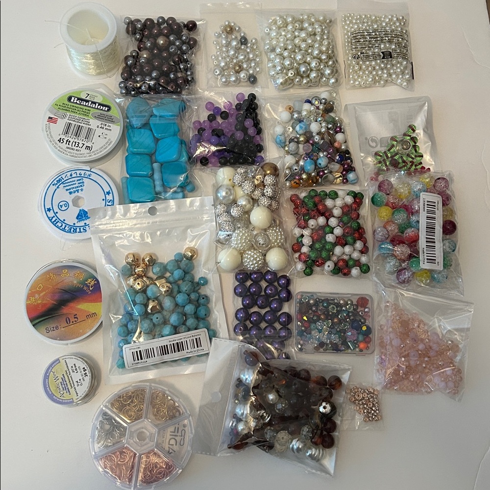 Assorted Beads and Jewelry Making Supplies